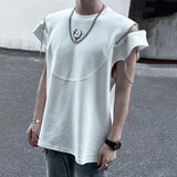 Eoior  Mens Y2k Hand Zipper Stitching Casual T-Shirt 2024 New Genderless Fashion Individuality Street Sexy Hollow Loose T-Shirt Unisex