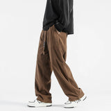 Men Casual Pants Loose Corduroy Straight Pants Elastic Waist Sweatpants Fashion Streetwear Men Sports Jogger Trousers