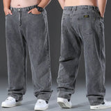 Eoior Straight Baggy Jeans Trousers Men Casual Wide Leg Classic Durable Work Wear Gray Denim Pants Big size Clothes Male New