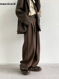 Spring Coffee Flowy Baggy Wide Leg Pants for Mens Streetwear Unisex Clothing Fashion Loose Casual Soft Trousers