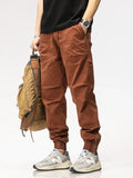 Eoior  New Summer Cargo Pants Men Cotton Casual Slim Fit Joggers Fashion Drawstring Zip Leg Work Trousers Male Streetwear