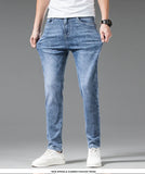 Eoior New Men's Spring and Summer Jeans Fashion Casual Cotton Blue High Waist Man Jeans Pants