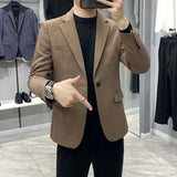 Dress Men's Suit Jackets Business Thin Slim Fit Male Blazer Brown Menswear Fashion High Quality Coat Spring Clothes Summer