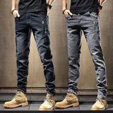 Eoior  Spring and Autumn New Fashion Trend Embroidery Elastic Small Legs Men's Casual Slim Comfortable High-Quality Jeans 28-38