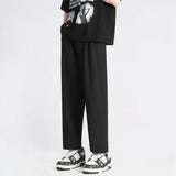 Eoior  New Youth Men's Suit Pants Korean Version Classic Neutral Straight Loose Wide-leg Casual Pants Black Gray Khaki