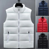 Eoior  White Vest Jacket Men Slim Fit Stand Collar Sleeveless Puffer Jackets Spring Autumn Casual Waistcoat Men Warm Coat Trends