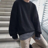 Eoior  Fashion Knitted Spliced Solid Color All-match Sweater Men's Clothing  Autumn Oversized Casual Pullovers Loose Korean Tops