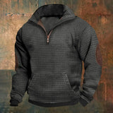 Eoior   Sweatshirt for Men Men's Casual Zipper Sweatshirt with Turn-down Collar Patch Pocket Long Sleeve Mid for Fall