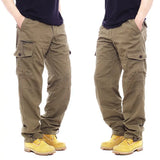 Eoior  New Men's Military Cargo Overalls Fashion Cotton Tactical Pants Male Multiple Pockets Baggy Straight Cargo Pants