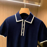 Eoior 2024 Men Summer Fashion Business Casual Tops Tees Male Short Sleeve Pullover T-shirt Man Solid Color Slim Fit Polo Shirt Z19