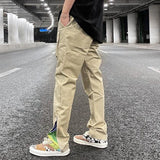 Eoior Streetwear Patchwork Cashew Flower Print Cargo Pants Y2k Men Hip Hop Casual Functional Slim Cargo Trousers Male Pocket Side Zip